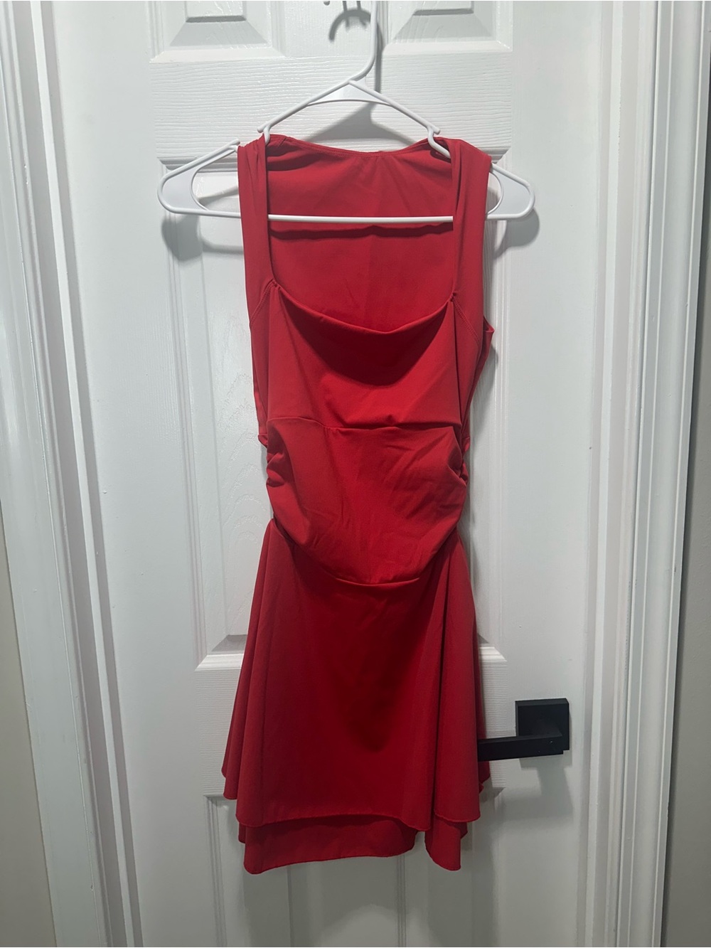 Amazon Red Sleeveless Mini Dress with Flared Skirt